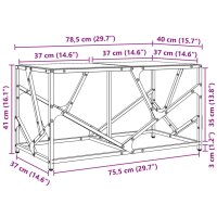 vidaXL Couchtisch mit Glasplatte Schwarz 78,5x40x41 cm Stahl