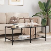 vidaXL Couchtisch mit Glasplatte Schwarz 98,5x50x40 cm Stahl