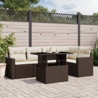 vidaXL 6-tlg. Garten-Sofagarnitur mit Kissen Braun Poly...