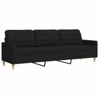 vidaXL 3-Sitzer-Sofa Schwarz 210 cm Stoff