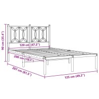 vidaXL Bettgestell mit Kopfteil Metall Schwarz 120x200 cm