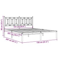 vidaXL Bettgestell mit Kopfteil Metall Wei&szlig; 150x200 cm