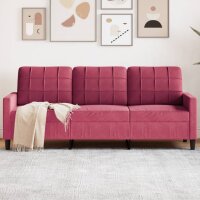 vidaXL 3-Sitzer-Sofa Weinrot 180 cm Samt