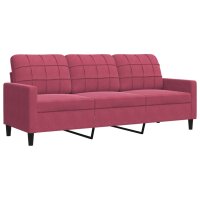 vidaXL 3-Sitzer-Sofa Weinrot 180 cm Samt