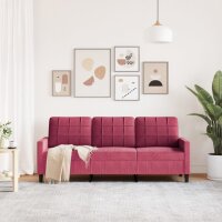 vidaXL 3-Sitzer-Sofa Weinrot 180 cm Samt