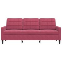 vidaXL 3-Sitzer-Sofa Weinrot 180 cm Samt