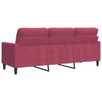 vidaXL 3-Sitzer-Sofa Weinrot 180 cm Samt