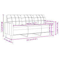 vidaXL 3-Sitzer-Sofa Weinrot 180 cm Samt