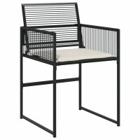 vidaXL 7-tlg. Garten-Essgruppe mit Kissen Schwarz Poly Rattan