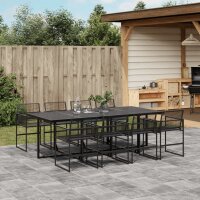 vidaXL 9-tlg. Garten-Essgruppe Schwarz Poly Rattan