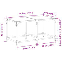 vidaXL Couchtisch mit Glasplatte Transparent 78,5x40x40 cm Stahl