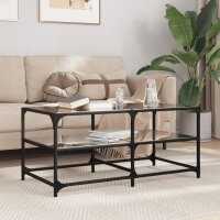 vidaXL Couchtisch mit Glasplatte Schwarz 98,5x50x45 cm Stahl