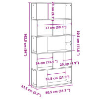 vidaXL B&uuml;cherregal 5 B&ouml;den Wei&szlig; 80,5x23,5x162,5 cm Holzwerkstoff