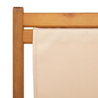 vidaXL Strandstuhl Klappbar Beige Massivholz Eukalyptus und Stoff