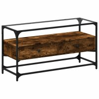 vidaXL TV-Schrank mit Glasplatte R&auml;uchereiche 98x35x51cm Holzwerkstoff