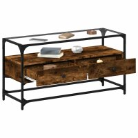 vidaXL TV-Schrank mit Glasplatte R&auml;uchereiche 98x35x51cm Holzwerkstoff