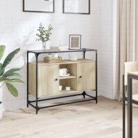 vidaXL Sideboard mit Glasplatte Sonoma-Eiche 98x35x81 cm Holzwerkstoff