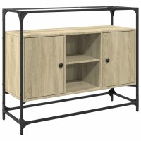 vidaXL Sideboard mit Glasplatte Sonoma-Eiche 98x35x81 cm Holzwerkstoff