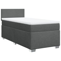 vidaXL Boxspringbett mit Matratze Dunkelgrau 90x200 cm Stoff