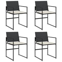 vidaXL Gartenstühle mit Kissen 4 Stk. Schwarz Poly...