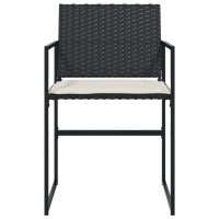vidaXL Gartenstühle mit Kissen 4 Stk. Schwarz Poly Rattan