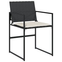 vidaXL Gartenstühle mit Kissen 4 Stk. Schwarz Poly Rattan
