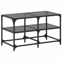 vidaXL Couchtisch mit Glasplatte Schwarz 78,5x40x45 cm Stahl