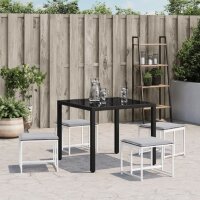 vidaXL Gartenhocker mit Kissen 4 Stk. Wei&szlig; Stahl und Textilene