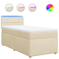 vidaXL Boxspringbett mit Matratze Creme 80x200 cm Stoff