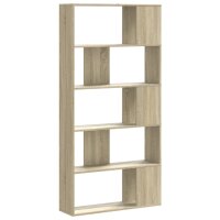 vidaXL B&uuml;cherregal 5 B&ouml;den Sonoma-Eiche 80,5x23,5x162,5 Holzwerkstoff