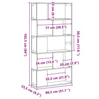 vidaXL B&uuml;cherregal 5 B&ouml;den Sonoma-Eiche 80,5x23,5x162,5 Holzwerkstoff