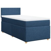 vidaXL Boxspringbett mit Matratze Blau 80x200 cm Stoff