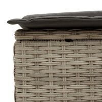 vidaXL Doppel-Sonnenliege mit Kissen Hellgrau Poly Rattan