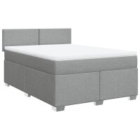 vidaXL Boxspringbett mit Matratze Hellgrau 160x200 cm Stoff