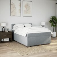 vidaXL Boxspringbett mit Matratze Hellgrau 160x200 cm Stoff