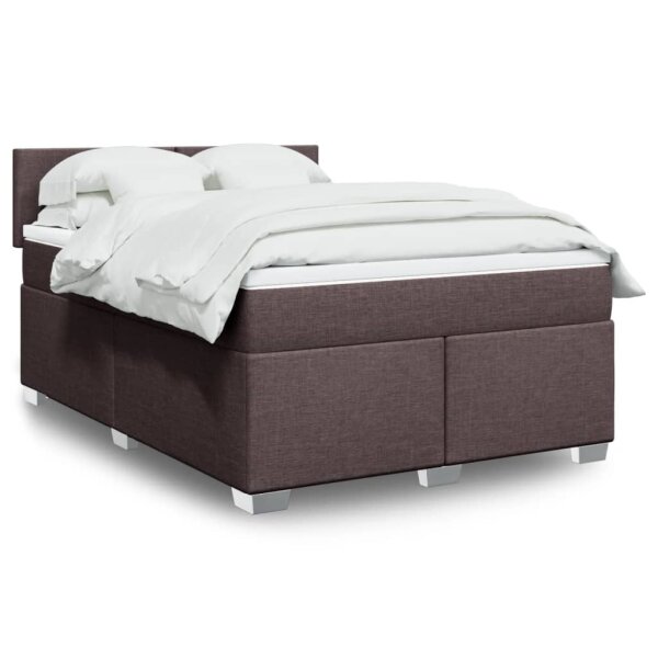 vidaXL Boxspringbett mit Matratze Dunkelbraun 140x200 cm Stoff