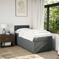 vidaXL Boxspringbett mit Matratze Dunkelgrau 90x200 cm Stoff