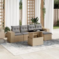 vidaXL 6-tlg. Garten-Sofagarnitur mit Kissen Beige Poly...