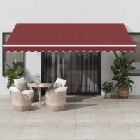 vidaXL Markise Manuell mit LED Weinrot 450x350 cm