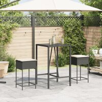 vidaXL Garten-Barhocker mit Kissen 2 Stk. Schwarz Poly Rattan