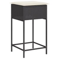 vidaXL Garten-Barhocker mit Kissen 2 Stk. Schwarz Poly Rattan