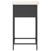 vidaXL Garten-Barhocker mit Kissen 2 Stk. Schwarz Poly Rattan