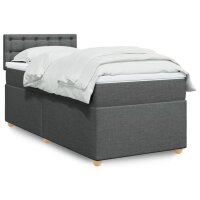 vidaXL Boxspringbett mit Matratze Dunkelgrau 90x200 cm Stoff