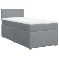 vidaXL Boxspringbett mit Matratze Hellgrau 100x200 cm Stoff