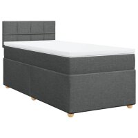 vidaXL Boxspringbett mit Matratze Dunkelgrau 100x200 cm Stoff