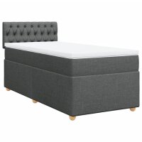 vidaXL Boxspringbett mit Matratze Dunkelgrau 100x200 cm Stoff