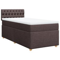 vidaXL Boxspringbett mit Matratze Dunkelbraun 100x200 cm Stoff