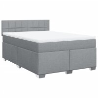 vidaXL Boxspringbett mit Matratze Hellgrau 140x200 cm Stoff