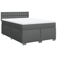 vidaXL Boxspringbett mit Matratze Dunkelgrau 140x200 cm Stoff