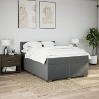 vidaXL Boxspringbett mit Matratze Dunkelgrau 140x200 cm Stoff